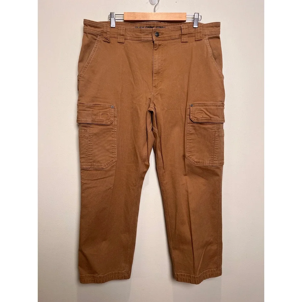 Duluth Flex Fire Hose Cargo Pants Relaxed Fit Cotton Mens 40x30 Brown Work *read